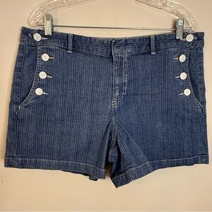 Tommy Hilfiger striped Jean shorts decorative buttons SZ 14